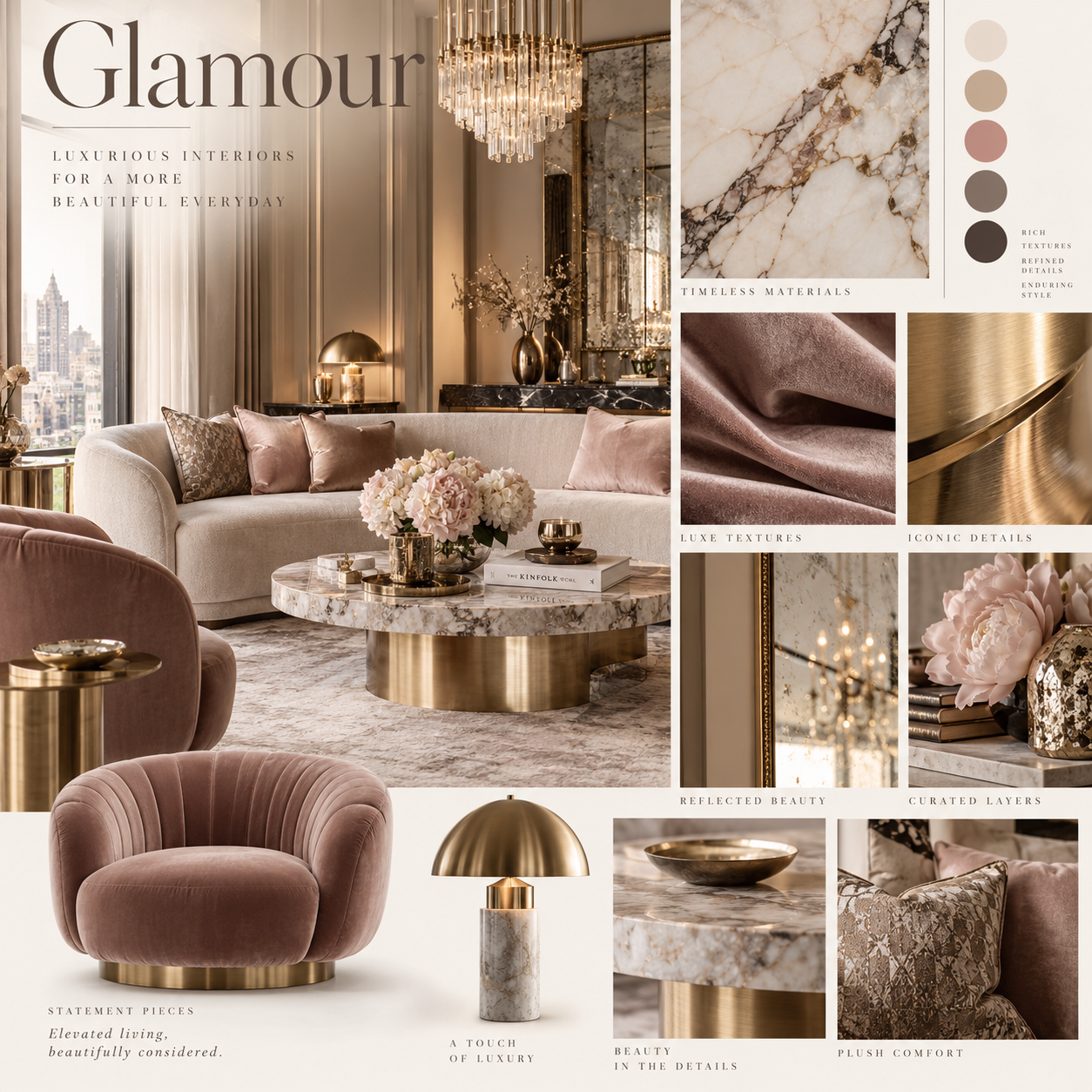 Moodboard w stylu Glamour