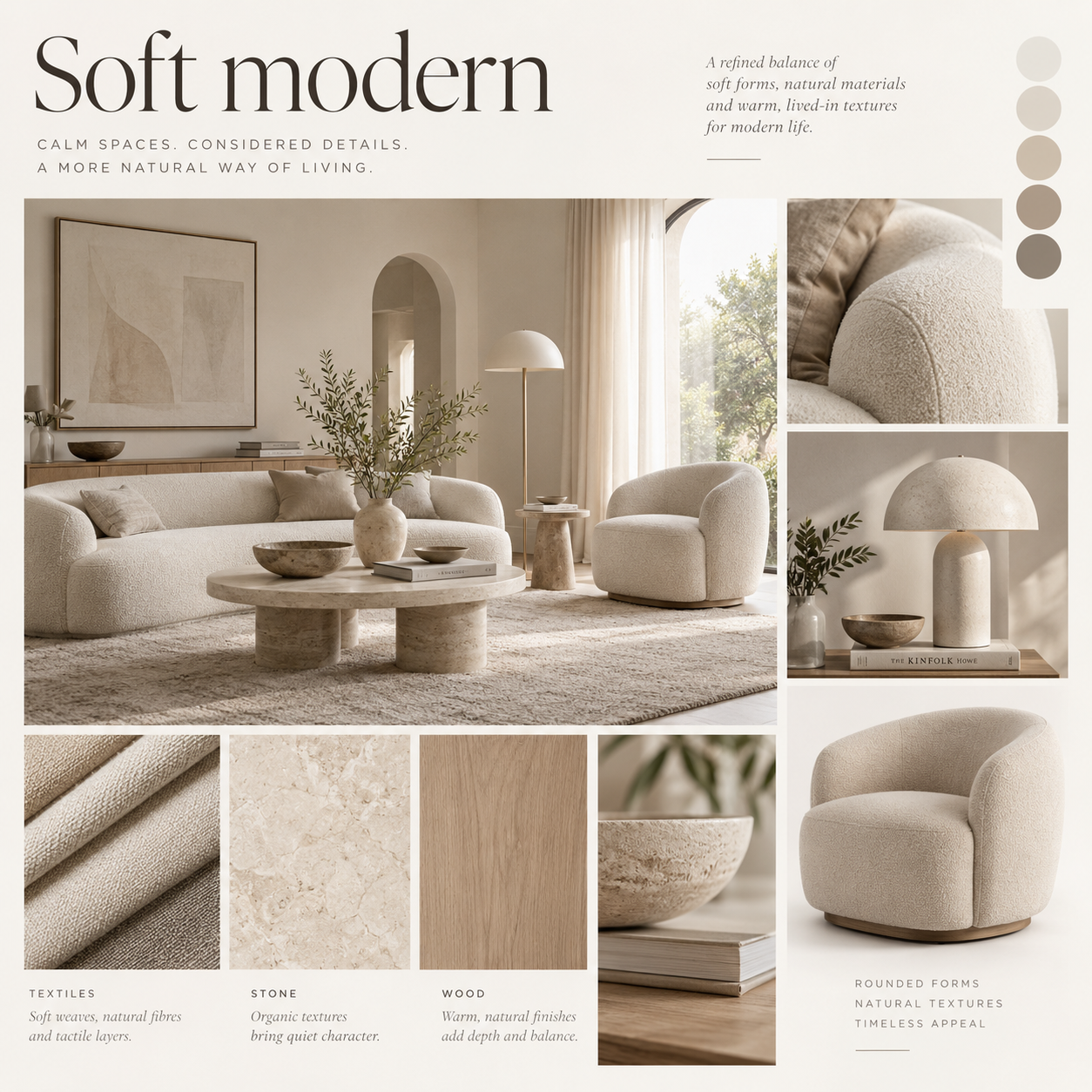 Moodboard w stylu Soft Modern
